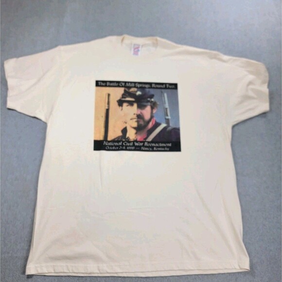 Vintage Civil War Shirt Mens 2XL White Reenactment Soldier Union Confederate USA - Picture 1 of 8